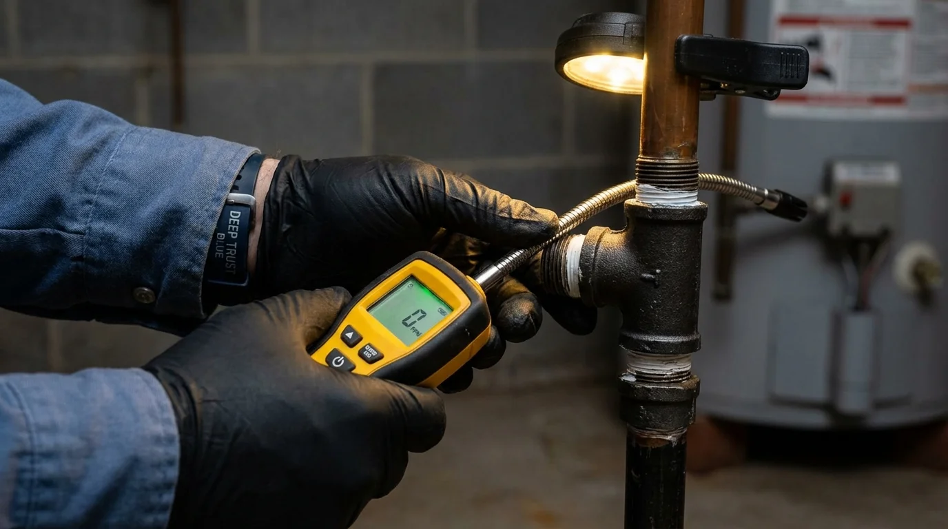 Gas leak detection with electronic sniffer by Johns Plumbing LLC in Inglewood