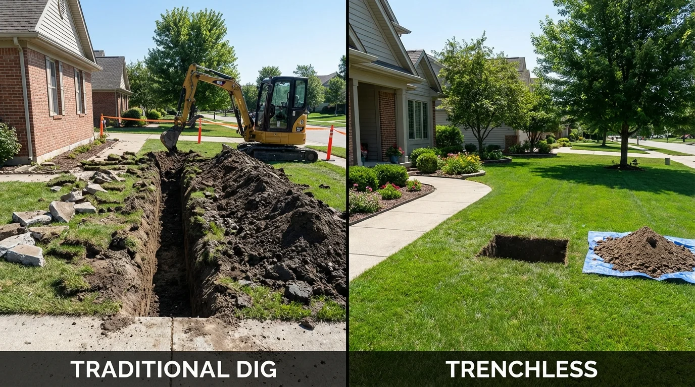 Trenchless sewer repair with minimal yard damage versus traditional excavation in Inglewood, CA